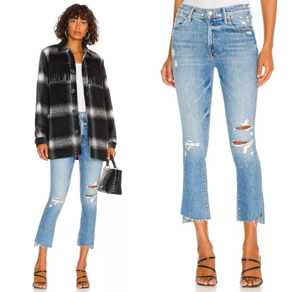 MOTHER Denim - MOTHER- Distressed The Insider Crop Step Fray in Light Wash Holy Melancholy 28